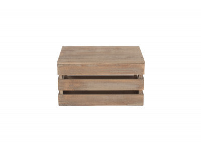 LARGE OAK EFFECT SLATTED WOODEN BOX