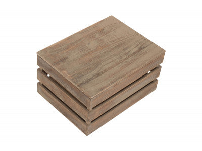LARGE OAK EFFECT SLATTED WOODEN BOX