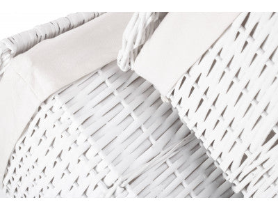 WHITE WICKER LAUNDRY HAMPER BASKET SET 2