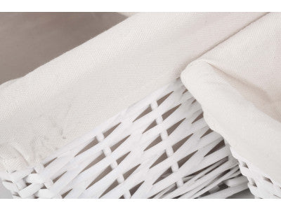 WHITE WICKER STORAGE BASKET SET 3