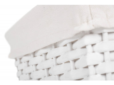 SMALL WHITE WICKER STORAGE BASKET