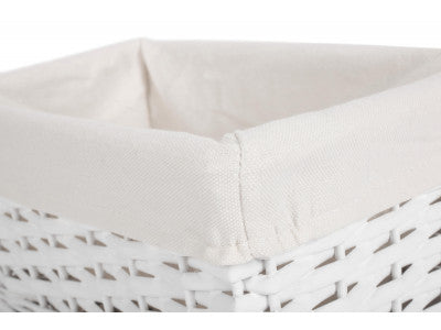SMALL WHITE WICKER STORAGE BASKET