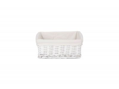 MEDIUM WHITE WICKER STORAGE BASKET