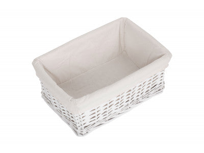 MEDIUM WHITE WICKER STORAGE BASKET
