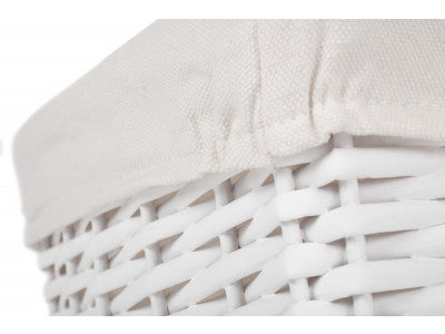 MEDIUM WHITE WICKER STORAGE BASKET