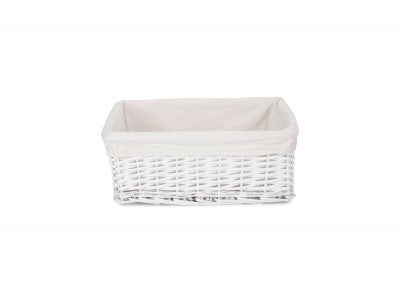 LARGE WHITE WICKER STORAGE BASKET