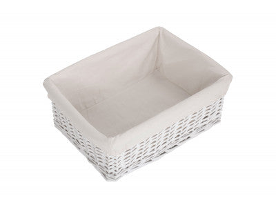 LARGE WHITE WICKER STORAGE BASKET
