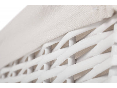 LARGE WHITE WICKER STORAGE BASKET