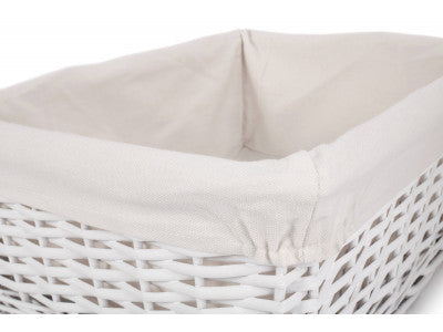 LARGE WHITE WICKER STORAGE BASKET