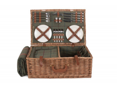 4 PERSON GREEN TWEED HAMPER