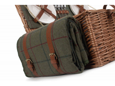 4 PERSON GREEN TWEED HAMPER