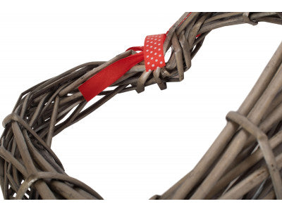 SMALL HEART WREATH with RED SPOTTY RIBBON