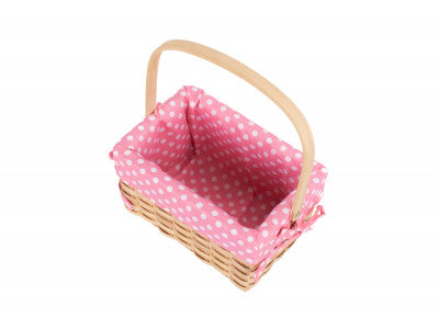 CHIPWOOD SWING HANDLE BASKET with PINK LINING