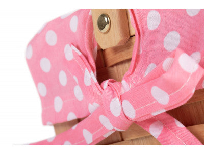 CHIPWOOD SWING HANDLE BASKET with PINK LINING