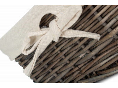 ANTIQUE WASH FINISH WILLOW TRAY with LINING set 2