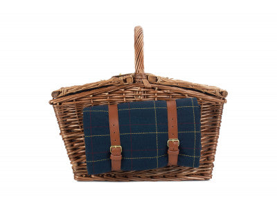 ELEGANT 4 PERSON BLUE TWEED HAMPER