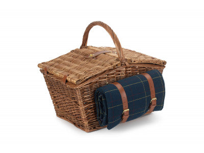 ELEGANT 4 PERSON BLUE TWEED HAMPER