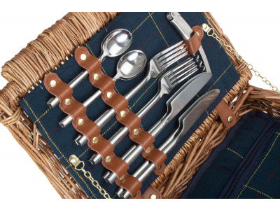 ELEGANT 4 PERSON BLUE TWEED HAMPER