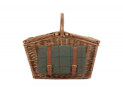 ELEGANT 4 PERSON GREEN TWEED HAMPER