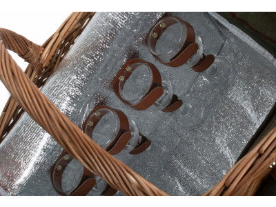 ELEGANT 4 PERSON GREEN TWEED HAMPER