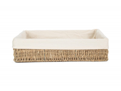 EXTRA LARGE LINED RECTANGULAR SEAGRASS TRAY