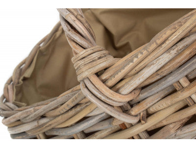 GREY RATTAN MARKET BASKET - CORDURA LINING