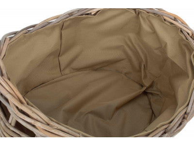 SMALL BOAT SHAPED RATTAN LOG BASKET with CORDURA LINING