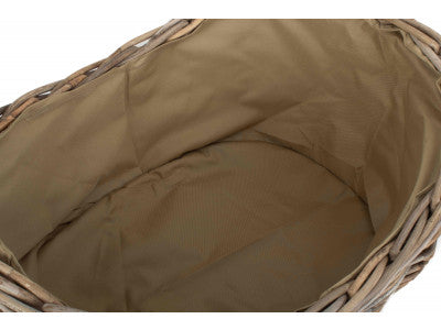LARGE BOAT SHAPED RATTAN LOG BASKET with CORDURA LINING