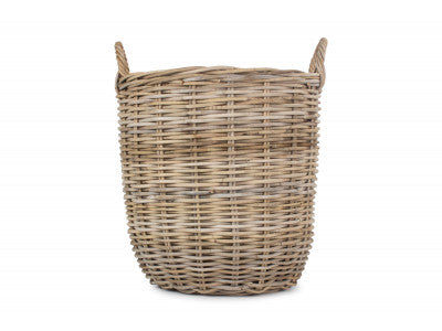 MEDIUM CORDURA LINED TALL ROUND FIRESIDE RATTAN LOG BASKET