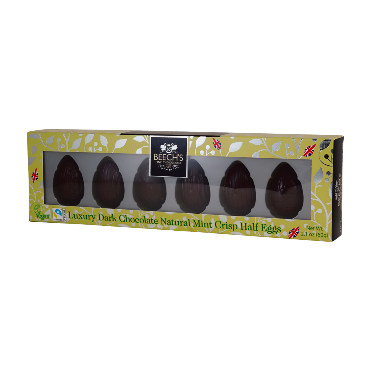 Beech's Fine Chocolates Luxury Dark Chocolate Mint Crisp Half Eggs (60g)