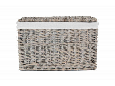 24" GREY WASH STORAGE HAMPER