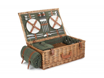 DELUXE GREEN TWEED 4 PERSON HAMPER