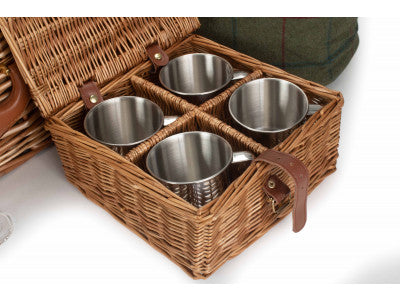 DELUXE GREEN TWEED 4 PERSON HAMPER