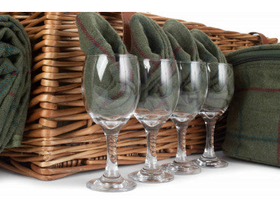 DELUXE GREEN TWEED 4 PERSON HAMPER