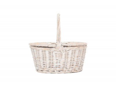 CHILD'S WHITE WASH LIDDED HAMPER