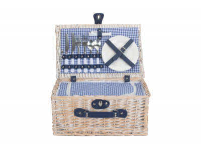 BLUE & WHITE GINGHAM 2 PERSON FITTED HAMPER