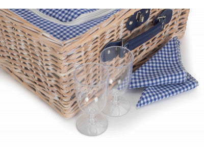 BLUE & WHITE GINGHAM 2 PERSON FITTED HAMPER