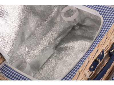 BLUE & WHITE GINGHAM 2 PERSON FITTED HAMPER