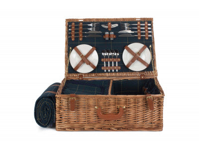 4 PERSON BLUE TWEED HAMPER