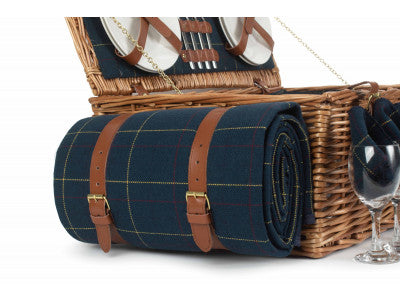 4 PERSON BLUE TWEED HAMPER