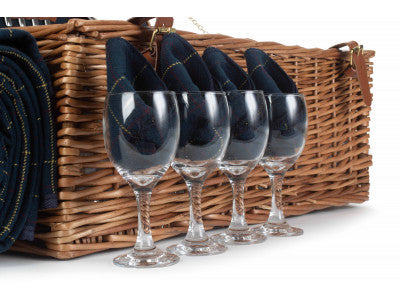 4 PERSON BLUE TWEED HAMPER