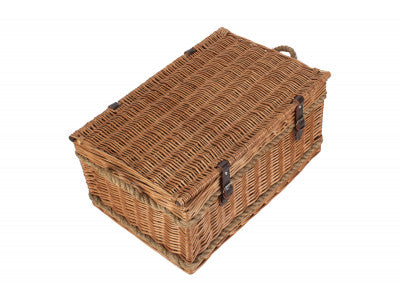 ROPE HANDLED GREEN TWEED 6 PERSON HAMPER