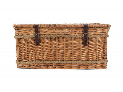 ROPE HANDLED GREEN TWEED 6 PERSON HAMPER