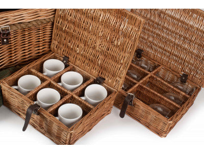 ROPE HANDLED GREEN TWEED 6 PERSON HAMPER