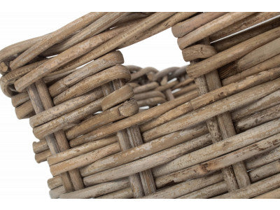 SMALL RECTANGULAR GREY RATTAN STORAGE BASKET