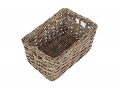 MEDIUM RECTANGULAR GREY RATTAN STORAGE BASKET
