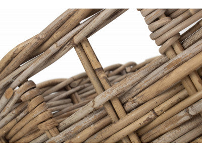 LARGE RECTANGULAR GREY RATTAN STORAGE BASKET