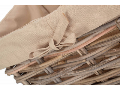 MEDIUM RECTANGULAR CORDURA LINED GREY RATTAN STORAGE BASKET