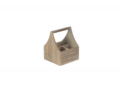 OAK EFFECT SQUARE 4 SECTION CUTLERY HOLDER
