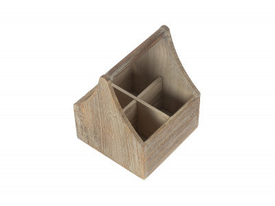 OAK EFFECT SQUARE 4 SECTION CUTLERY HOLDER